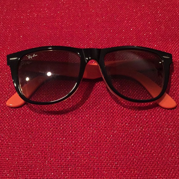 Ray Ban Black Orange Sunglasses Made in Italy ?? Never Used